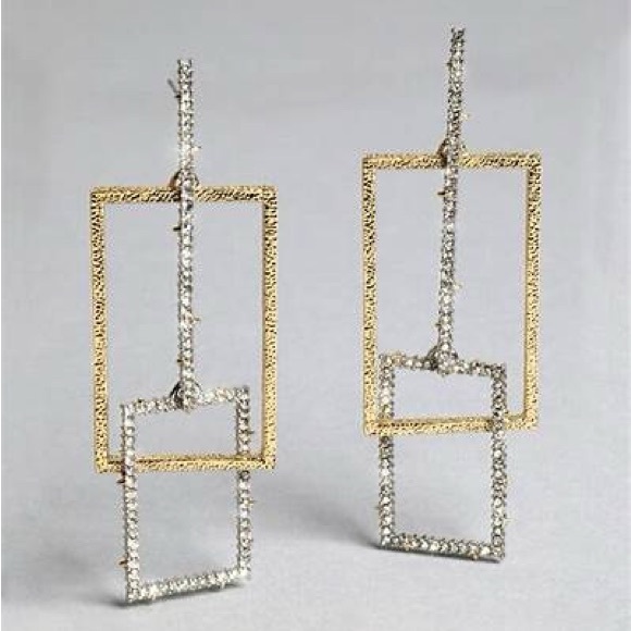 New without Tags ALEXIS BITTAR Encrusted Brutalist Link Earrings - Picture 6 of 6